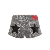 Leopard Star Pattern Metal Rivet Shorts